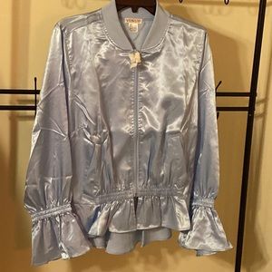 Satiny Jacket - high low at bottom; NEW! L